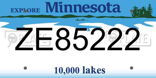 ZE85222 Minnesota License Plate
