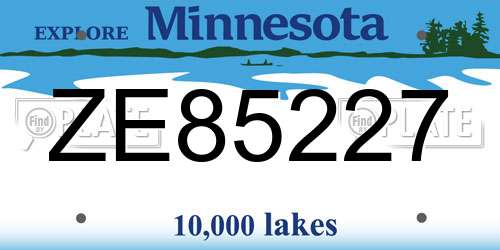 ZE85227 Minnesota License Plate