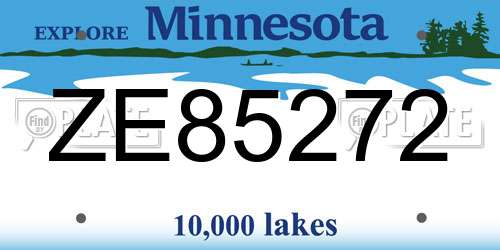 ZE85272 Minnesota License Plate