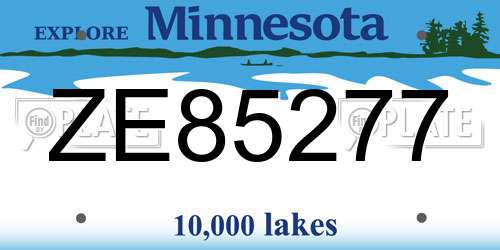 ZE85277 Minnesota License Plate