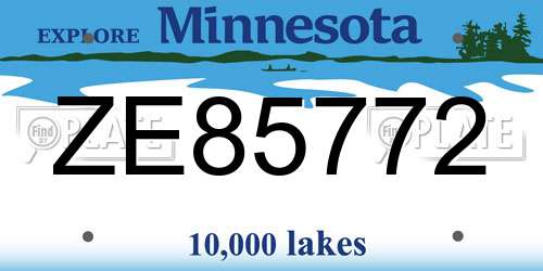 ZE85772 Minnesota License Plate