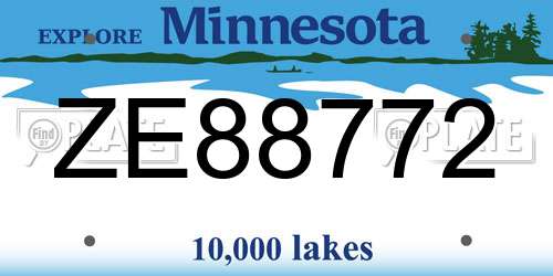 ZE88772 Minnesota License Plate