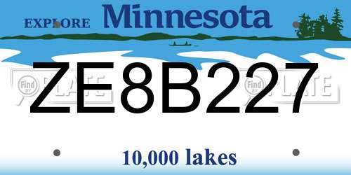 ZE8B227 Minnesota License Plate