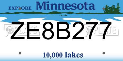 ZE8B277 Minnesota License Plate
