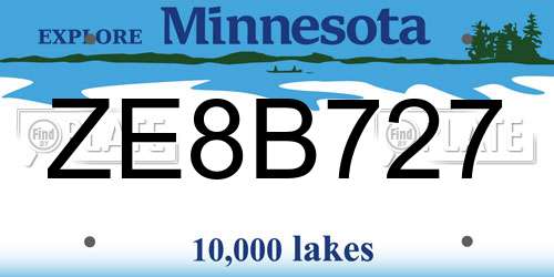 ZE8B727 Minnesota License Plate