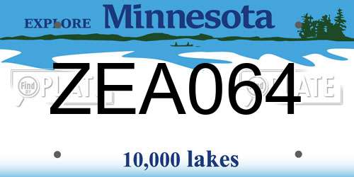ZEA064 Minnesota License Plate