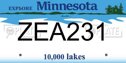ZEA231 Minnesota License Plate