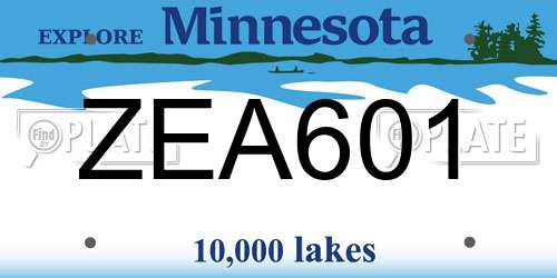 ZEA601 Minnesota License Plate