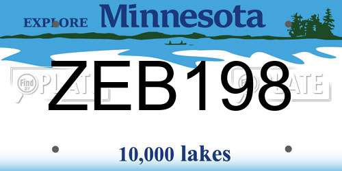 ZEB198 Minnesota License Plate
