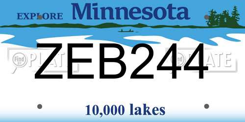 ZEB244 Minnesota License Plate