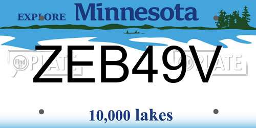 ZEB49V Minnesota License Plate
