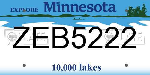 ZEB5222 Minnesota License Plate