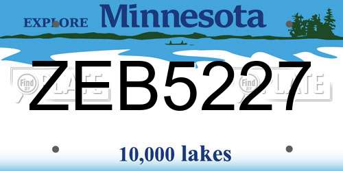 ZEB5227 Minnesota License Plate