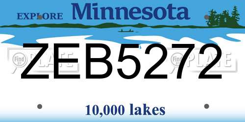 ZEB5272 Minnesota License Plate