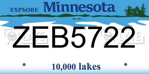 ZEB5722 Minnesota License Plate