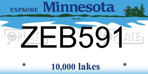 ZEB591 Minnesota License Plate