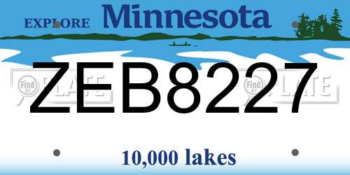ZEB8227 Minnesota License Plate