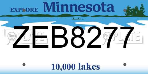 ZEB8277 Minnesota License Plate