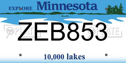 ZEB853 Minnesota License Plate
