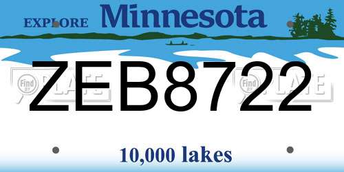 ZEB8722 Minnesota License Plate