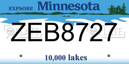 ZEB8727 Minnesota License Plate