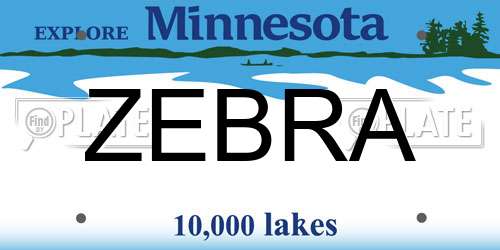 ZEBRA Minnesota License Plate