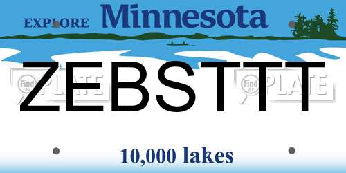 ZEBSTTT Minnesota License Plate