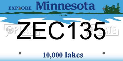 ZEC135 Minnesota License Plate