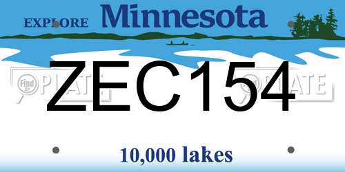 ZEC154 Minnesota License Plate