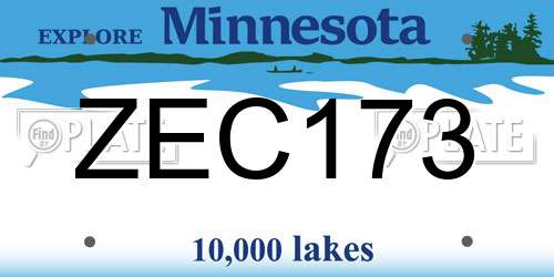 ZEC173 Minnesota License Plate