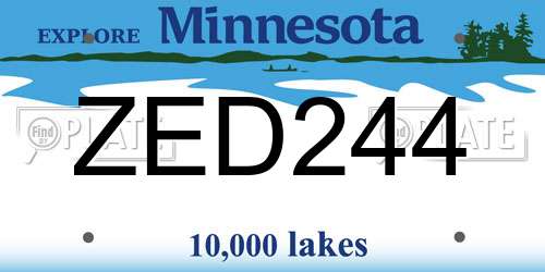 ZED244 Minnesota License Plate