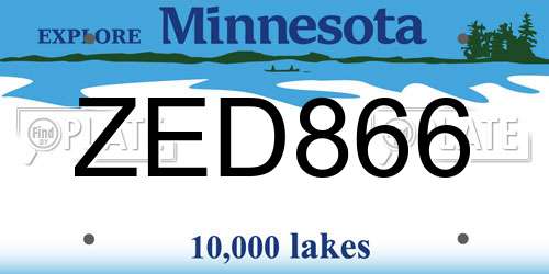 ZED866 Minnesota License Plate
