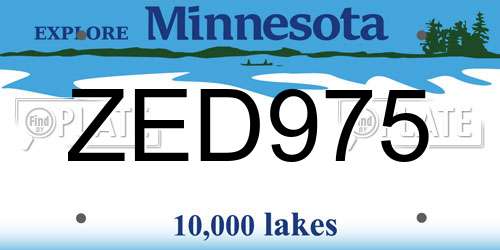 ZED975 Minnesota License Plate