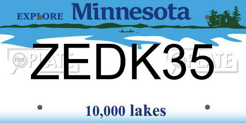 ZEDK35 Minnesota License Plate