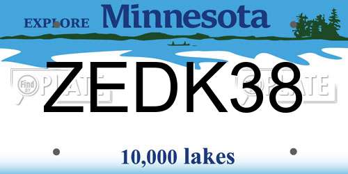 ZEDK38 Minnesota License Plate