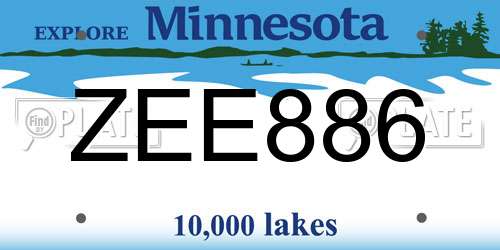 ZEE886 Minnesota License Plate