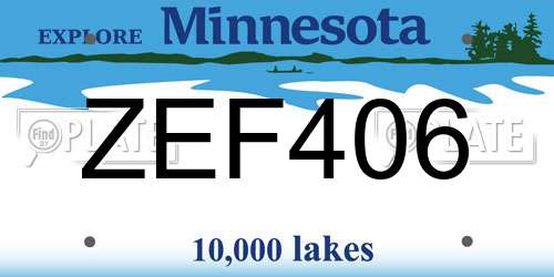 ZEF406 Minnesota License Plate