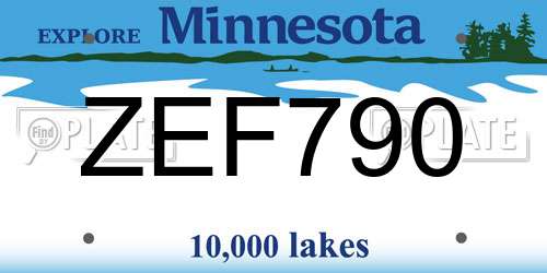 ZEF790 Minnesota License Plate