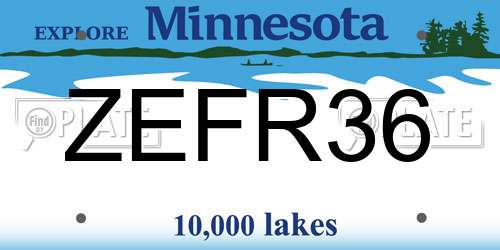 ZEFR36 Minnesota License Plate