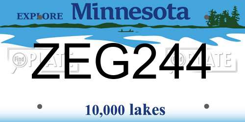 ZEG244 Minnesota License Plate