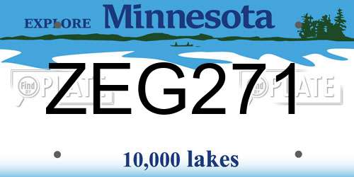 ZEG271 Minnesota License Plate