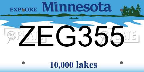 ZEG355 Minnesota License Plate