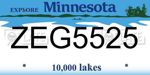 ZEG5525 Minnesota License Plate