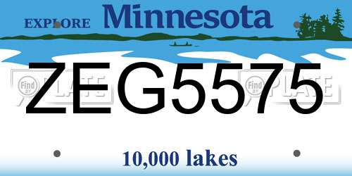 ZEG5575 Minnesota License Plate
