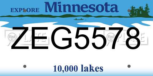ZEG5578 Minnesota License Plate