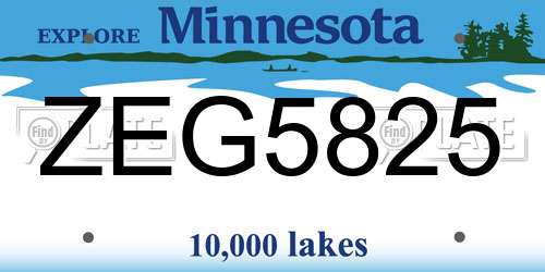 ZEG5825 Minnesota License Plate