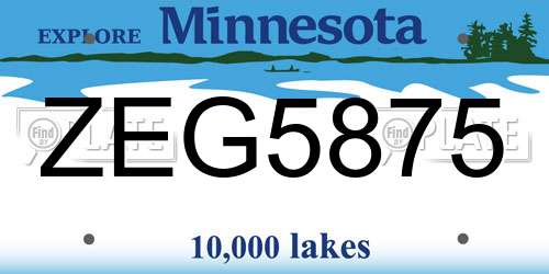 ZEG5875 Minnesota License Plate