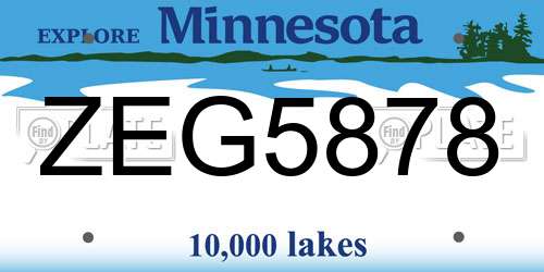 ZEG5878 Minnesota License Plate