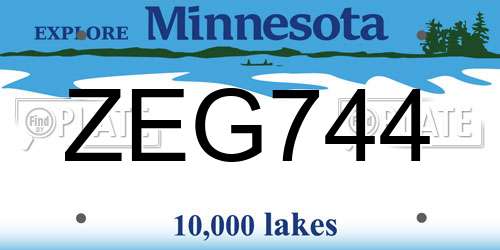 ZEG744 Minnesota License Plate