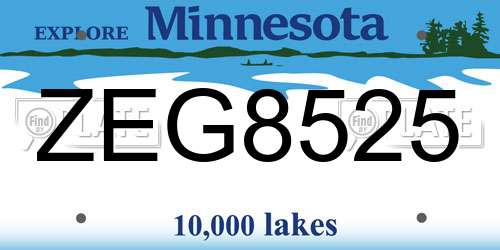 ZEG8525 Minnesota License Plate